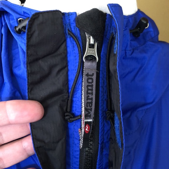 MARMONT size Medium Blue windbreaker ZipFront Waterproof Hoodie Packable Jacket - Picture 11 of 14